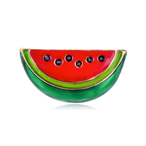 Cartoon Wassermelone Brosche Legierung Emaille Tropfen Frucht Pin Schwarz Strass Eingelegt Mode Anzug Zubehör Damen Schmuck