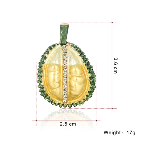 Spilla Creativa a Forma di Durian in Lega Con Strass Smalto Frutta Corsage per Donna Moda Personalizzata Pin da Risvolto Gioielli Regalo