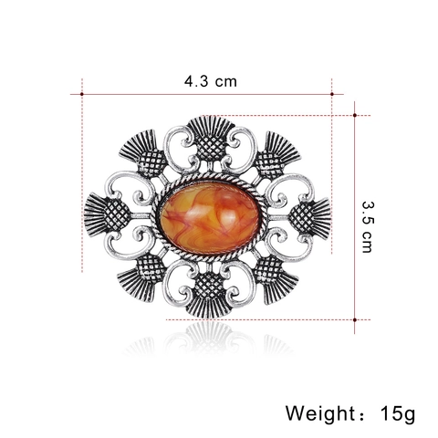 Spilla in Resina Stile Western Vintage Lega Geometrica Cava Cardo Fiore Pin per Donna Accessorio Moda Retro Gioielli Regalo