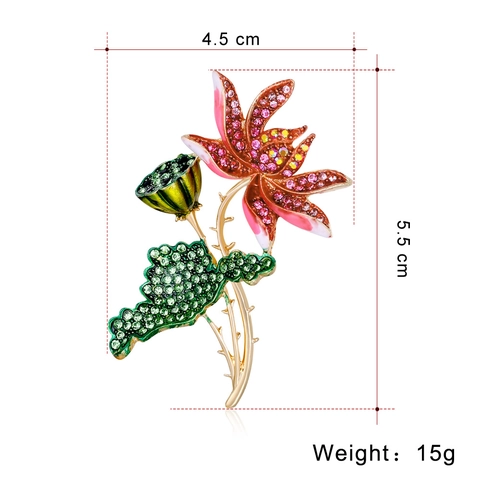Spilla Fiore di Loto Dipinta in Lega Vintage per Donna Spilla Floreale in Smalto con Strass Gioielli alla Moda Decorazione