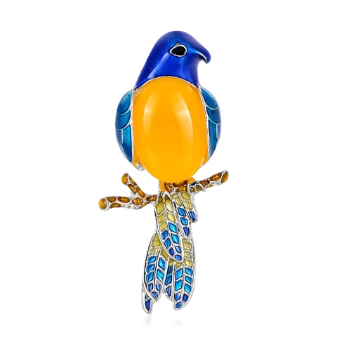 Spilla Uccello Vintage in Smalto Colorato per Donna Lega con Strass Intarsiato Gazza Pappagallo Animale Gioielli Accessorio