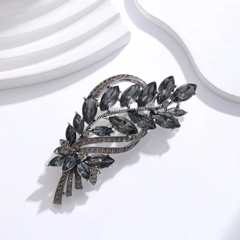 Spilla a Forma di Foglia in Lega Vintage con Strass per Uomo e Donna Elegante Accessorio per Abito e Corsetto in Cristallo per Matrimonio Banchetto Festa