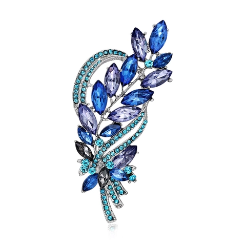 Spilla a Forma di Foglia in Lega Vintage con Strass per Uomo e Donna Elegante Accessorio per Abito e Corsetto in Cristallo per Matrimonio Banchetto Festa