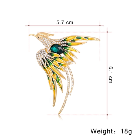 Elegant Alloy Rhinestone Phoenix Brooch For Women Vintage Enamel Bird Animal Breastpin Wedding Banquet Fashion Jewelry