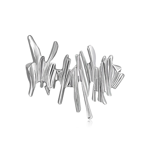 Irregular Liquid Metal Brooch Silver Plated Abstract Melted Style Minimalist Geometric Clothing Pin For Men Women Accessory