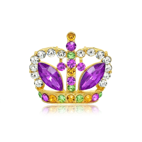 Luxurious Alloy Rhinestone Crown Brooch For Women Men Fashion Jewelry Suit Sweater Accessories Gold Plated Badge Pin