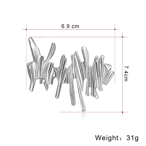 Irregular Liquid Metal Brooch Silver Plated Abstract Melted Style Minimalist Geometric Clothing Pin For Men Women Accessory