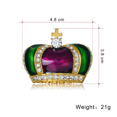 Vintage Europäische Palast Krone Brosche Legierung Lila Grün Emaille Strass Kreuz Anstecker Für Damen Herren Bankett Schmuck Zubehör