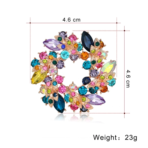 Spilla a Ghirlanda Floreale Vintage per Donna in Lega con Strass Spilla a Fiore Colorato Accessori per Abbigliamento Stile Coreano