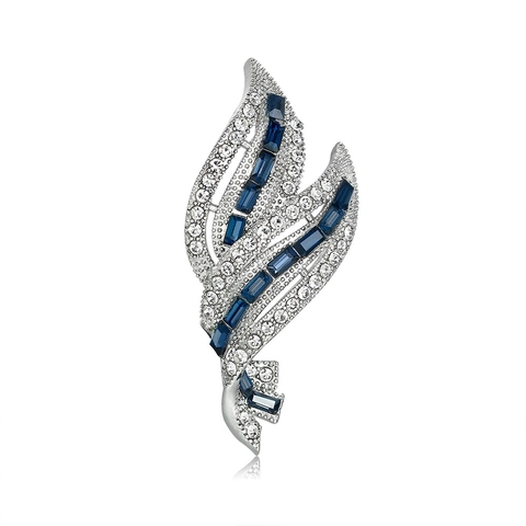 Elegant Alloy Leaf Shape Rhinestone Brooch For Women Vintage Crystal Scarf Clip Pin Fashion Jewelry Accessory Gift