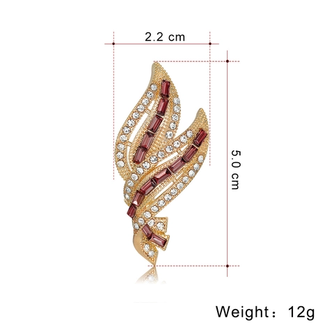 Elegant Alloy Leaf Shape Rhinestone Brooch For Women Vintage Crystal Scarf Clip Pin Fashion Jewelry Accessory Gift