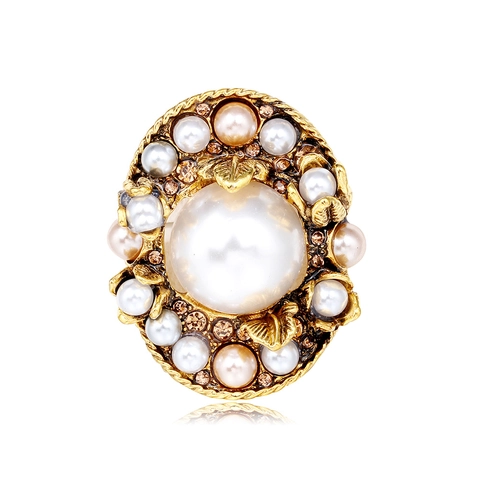 Spilla Vintage Barocca in Lega di Zinco con Perle Artificiali per Donna Elegante Spilla con Strass per Cappotto Gioielli