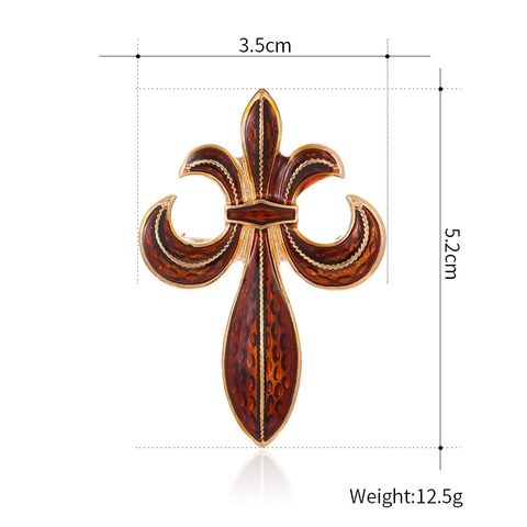 Vintage Palace Geometric Fleur-De-Lis Brooch Zinc Alloy Enamel Drip Oil Corsage Gold Tone Retro Jewelry Accessory For Men Women