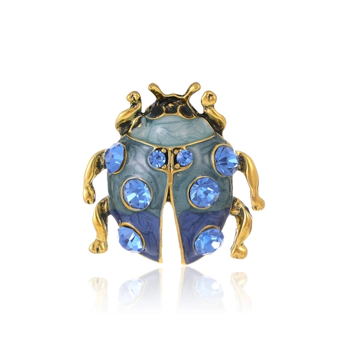 Fashion Ladybug Brooch Colorful Enamel Beetle Pin With Rhinestone Embellishment For Suits Coat Clothing Accessories Jewelry Gifts