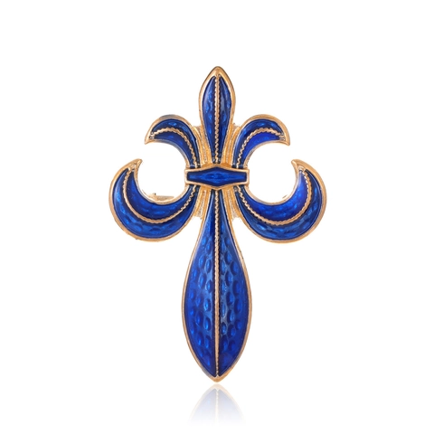 Vintage Palace Geometric Fleur-De-Lis Brooch Zinc Alloy Enamel Drip Oil Corsage Gold Tone Retro Jewelry Accessory For Men Women