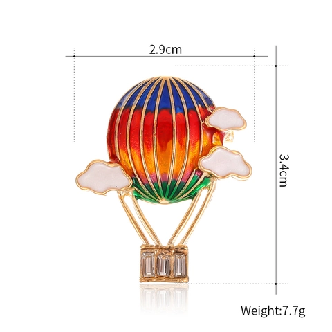 Colorful Rainbow Hot Air Balloon Enamel Brooch Zinc Alloy Rhinestone Clothes Pin For Women Cute Cartoon Fashion Jewelry Gift