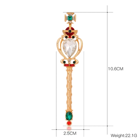 Spilla a Scettro con Bacchetta Magica Vintage da Donna in Lega con Strass Gemme Intarsiate Accessorio di Gioielleria