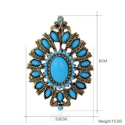 Vintage Palast Stil Zinklegierung Strass Brosche Böhmischer Ethno Hohl Pin Für Damen Retro Antik Gold Bekleidungszubehör