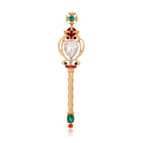 Spilla a Scettro con Bacchetta Magica Vintage da Donna in Lega con Strass Gemme Intarsiate Accessorio di Gioielleria