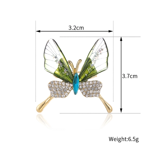High End Butterfly Brooch Zinc Alloy Acrylic Transparent Wings Rhinestone Inlaid Animal Corsage Pin For Women Fashion Accessory Gift