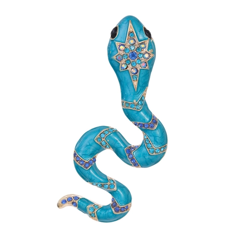 Broche Serpent Vintage en Alliage de Zinc Émail Strass Épingle de Revers Animale pour Femmes Hommes Mode Costume Bijoux Accessoires