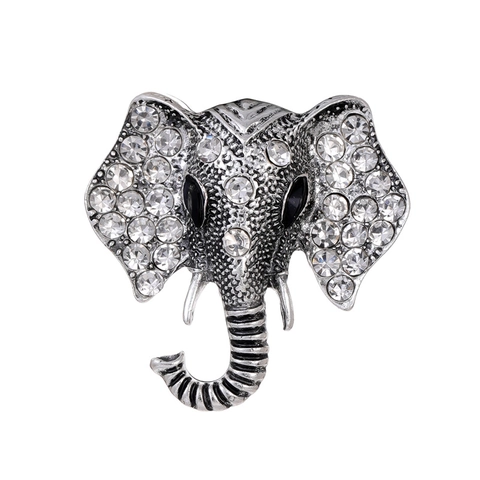 Vintage Olifantenkop Broche Zinklegering Strass Dier Reversspeld Antiek Zilver Goud Broches Voor Dames Feest Cadeau