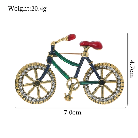 Broche de Vélo Vintage Broche Alliage Strass Émail Huile d'Égouttage Forme de Vélo Revers Pin Pour Femmes Hommes Bijoux de Mode Cadeau Accessoire