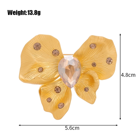 Spilla Fiocco in Lega Vintage Donna Elegante Design Floreale Strass Accenti Stile Antico Spilla Galvanizzata Gioielli Regalo