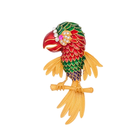 Spilla Pappagallo in Smalto Vintage per Donna Carino Uccello Colorato Spilla Animale Con Strass Placcato Oro Gioielli per Abito
