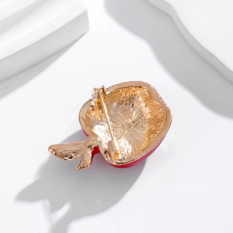 Schattige Rote Apfel Brosche Aus Legierung Mit Strass Emaille Frucht Design Für Damen Herren Mode Anzug Accessoire Schmuck