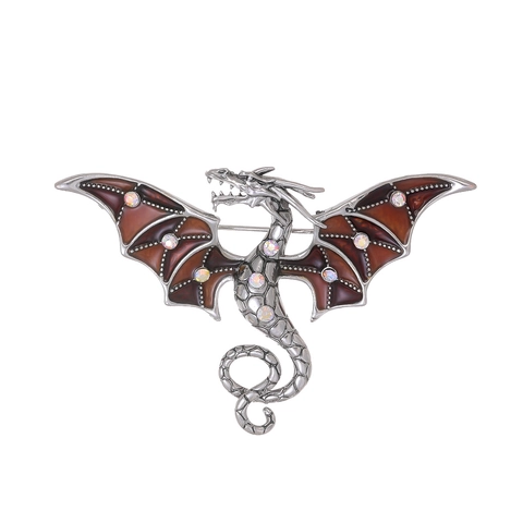 Broche de Dragón de Aleación de Zinc Vintage Con Esmalte y Diamantes de Imitación Gótico Mítico Pin para Traje Fiesta Mujer Hombre Joyería
