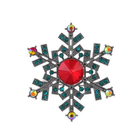 Vintage Spilla a Fiocco di Neve in Lega di Zinco Con Strass Colorati Per Donna Moda Natale Spilla Corsage Accessori da Sposa
