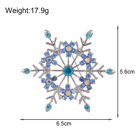 Squisita Spilla a Fiocco di Neve Blu Lega Strass Brillante Moda Invernale Donna Abito Cardigan Accessori Elegante Spille Gioielli