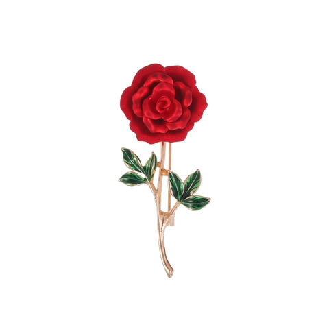 Eleganter Roter Rosenblüten Emaille Brosche Zinklegierung Pflanze Pin Schmuck Für Anzug Mantel Kleid Jubiläum Geschenk Damen