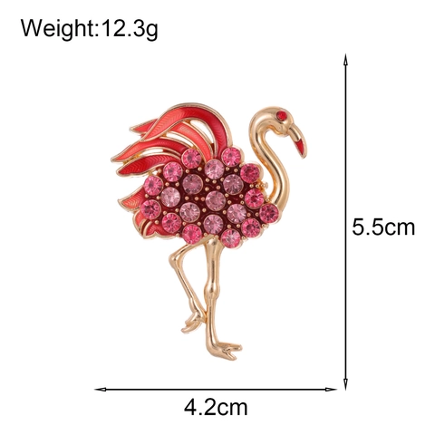 Elegante Broche de Flamenco para Mujer Vintage de Aleación de Zinc con Diamantes de Imitación Esmalte Pin de Animal Joyería