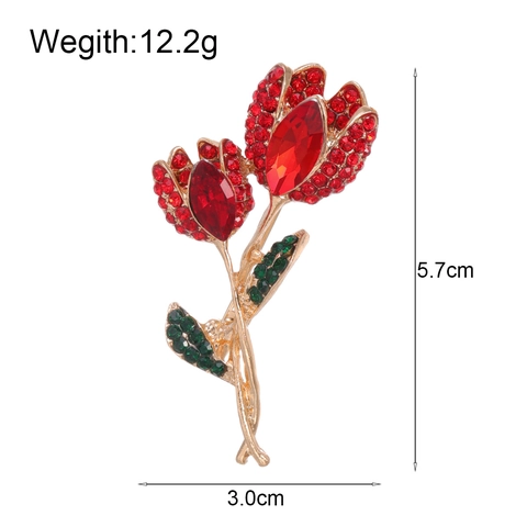 Eleganter Tulpen Blume Brosche Pin Für Damen Zinklegierung Strass Eingelegt Waldstil Luxuriöser Kleidung Schmuck Zubehör Geschenk
