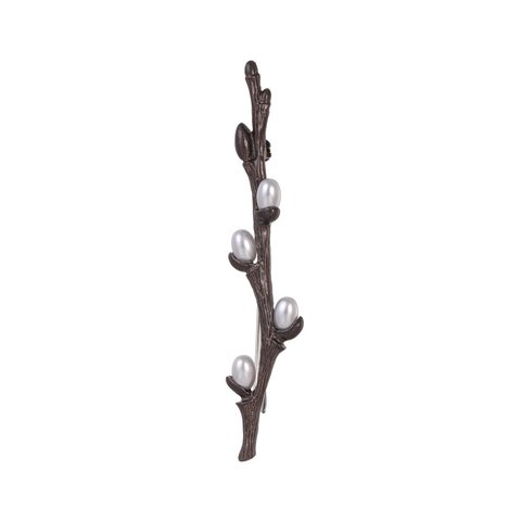 Spilla Vintage in Lega di Zinco a Ramo di Fiori di Prugno per Donna Elegante Spilla con Perle Artificiali Gioielli Regalo Elegante