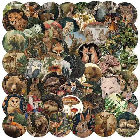 Autocollants Animaux Vintage Imperméable PVC Décalcomanies Décoratives Pour Scrapbooking DIY Journaling Laptop Bouteille