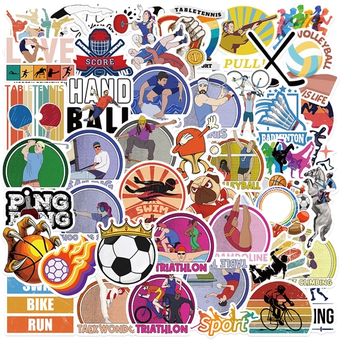 Adesivi Graffiti Sportivi Impermeabile PVC Cartone Animato DIY Decalcomanie per Laptop Bagaglio Skateboard Telefono Adesivi