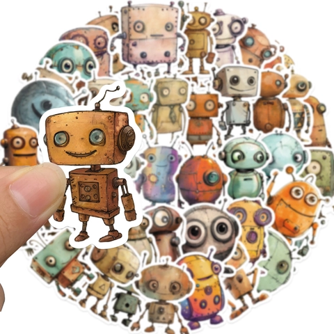 Wunderliche Roboter Aufkleber Wasserdicht PVC Süße Cartoon Roboter Decals Für Laptop Handyhülle Scrapbooking Journal DIY Dekoration