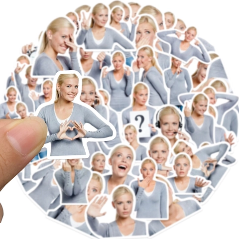 Divertenti Adesivi Meme Donna Bionda per Laptop Custodia Telefono Impermeabile PVC Emoji Decals DIY Scrapbooking Decorazione Set