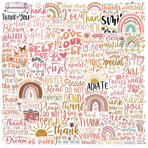 Bohemian Thank You Graffiti Aufkleber Wasserdicht PVC Matt Decals Für Laptop Skateboard Telefon Schreibwaren Dekoration