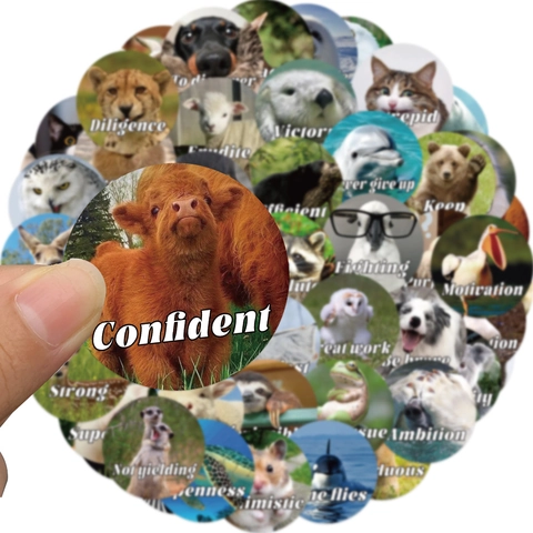 Animal Motivational Stickers Waterproof PVC Decals For Water Bottle Laptop Guitar Journal Decoration Scrapbooking Gift