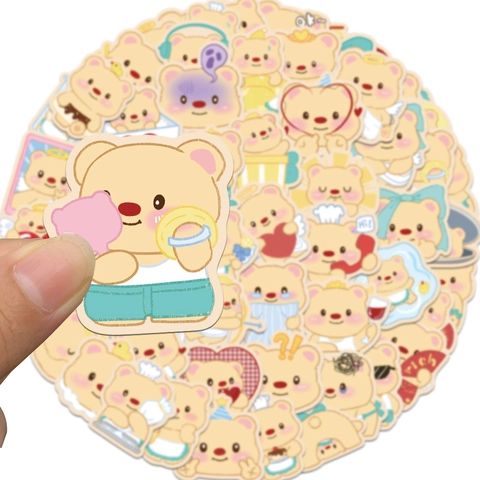 Adesivi Orso Giallo Cartone Animato Impermeabile PVC DIY Decalcomania per Bottiglia d'Acqua Laptop Custodia Telefono