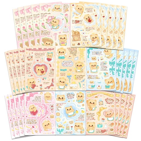Süße Cartoon Bär Aufkleber Wasserdicht PVC DIY Deko Sticker Für Tagebuch Handyhülle Notizbuch Aufbewahrungsbox Laptop Schreibwaren