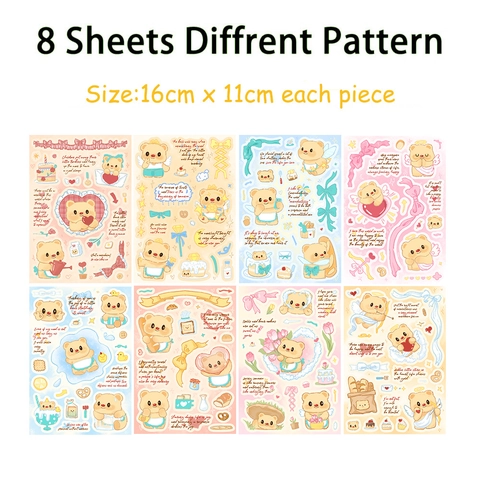 Süße Cartoon Bär Aufkleber Wasserdicht PVC DIY Deko Sticker Für Tagebuch Handyhülle Notizbuch Aufbewahrungsbox Laptop Schreibwaren