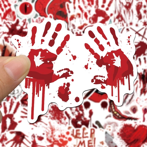 Halloween Blood Handprint Footprint Stickers Scary Horror Bloodstain Decals For Party Window Phone Case PVC Decoration