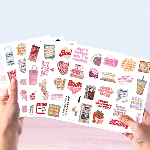 Pegatinas Estéticas de PVC Impermeables Tema de Lectura para Portátil Teléfono Scrapbooking Decoración Amantes de Libros