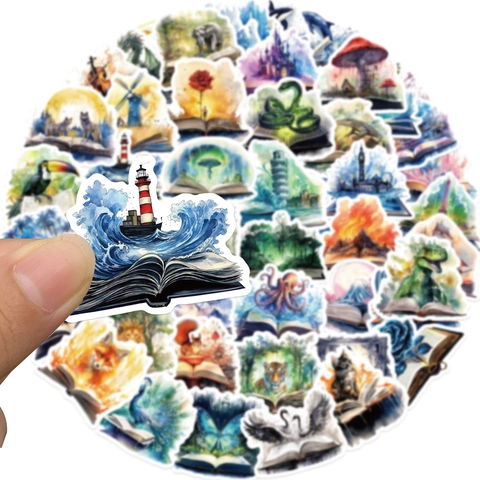 Zauberbuch Aquarell Graffiti Sticker Wasserdicht PVC Aufkleber Für Koffer Laptop Skateboard Scrapbooking Dekoration