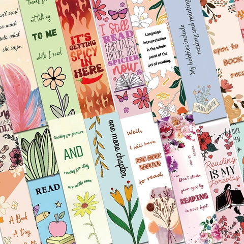 Künstlerische Karton Lesezeichen Ästhetische Buchclips Mit Englischen Zitaten Blumen Illustration Schreibwaren Geschenk